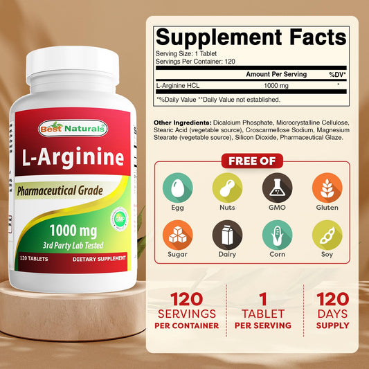 L-Arginine 1000 mg tablet close-up