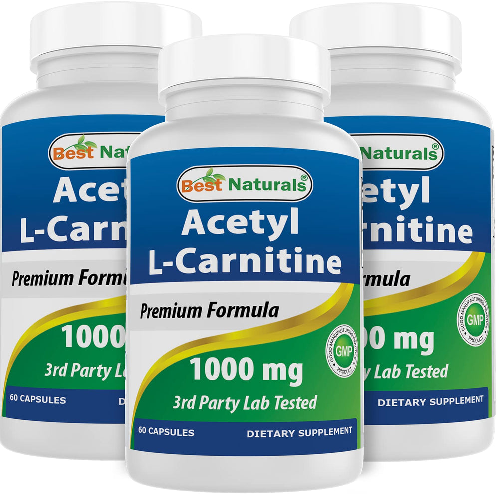 Hero image: Best Naturals Acetyl L-Carnitine 1000 mg 60 capsules pack of 3