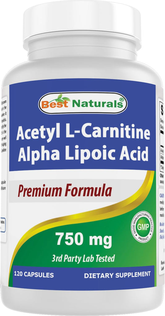 Bottle of Best Naturals Acetyl L-Carnitine and Alpha Lipoic Acid 750 mg