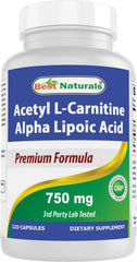 Bottle of Best Naturals Acetyl L-Carnitine and Alpha Lipoic Acid 750 mg