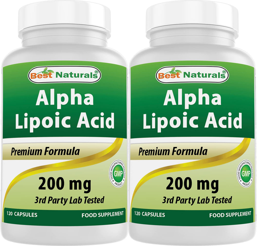 Best Naturals Alpha Lipoic Acid 200 mg bottle with 120 capsules, pack of 2