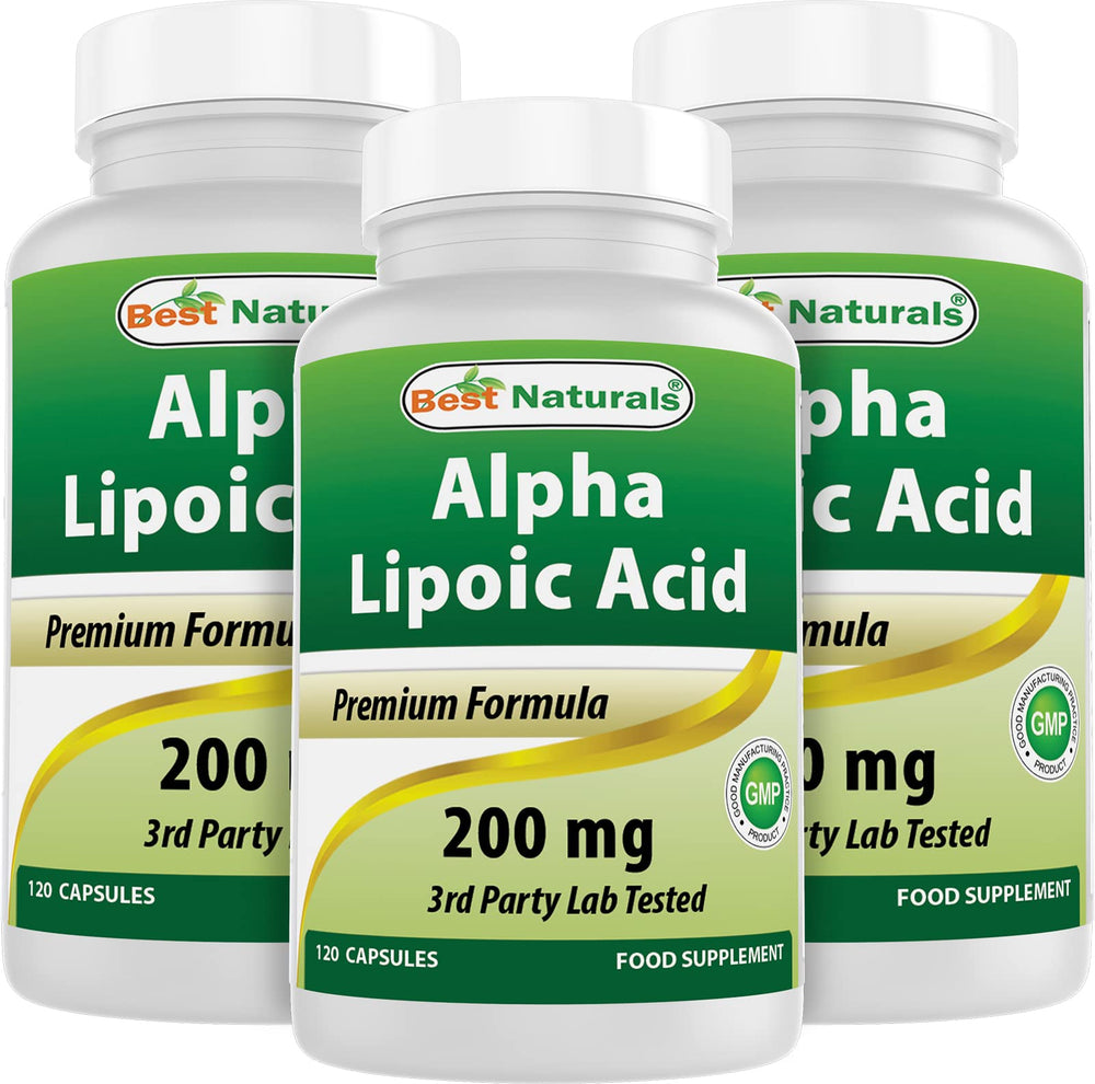 Best Naturals Alpha Lipoic Acid 200 mg bottle – 3-pack, 120 capsules each