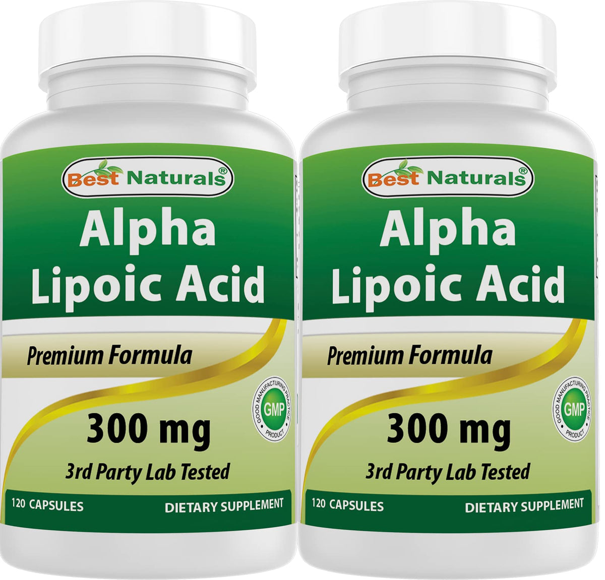 Best Naturals Alpha Lipoic Acid 300 mg bottle with 120 capsules, pack of 2