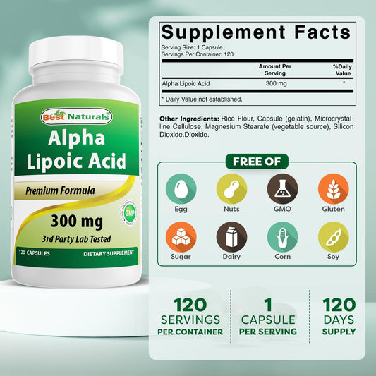 Close-up of Alpha Lipoic Acid 300 mg capsule