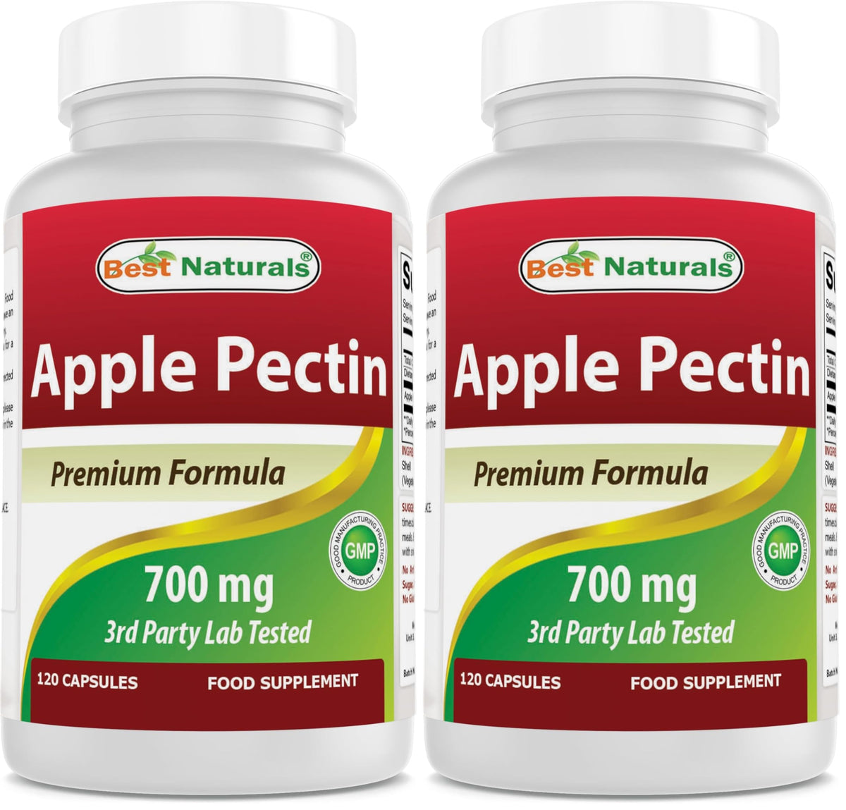 Hero image: Best Naturals Apple Pectin 700 mg, 120 capsules per bottle, pack of 2