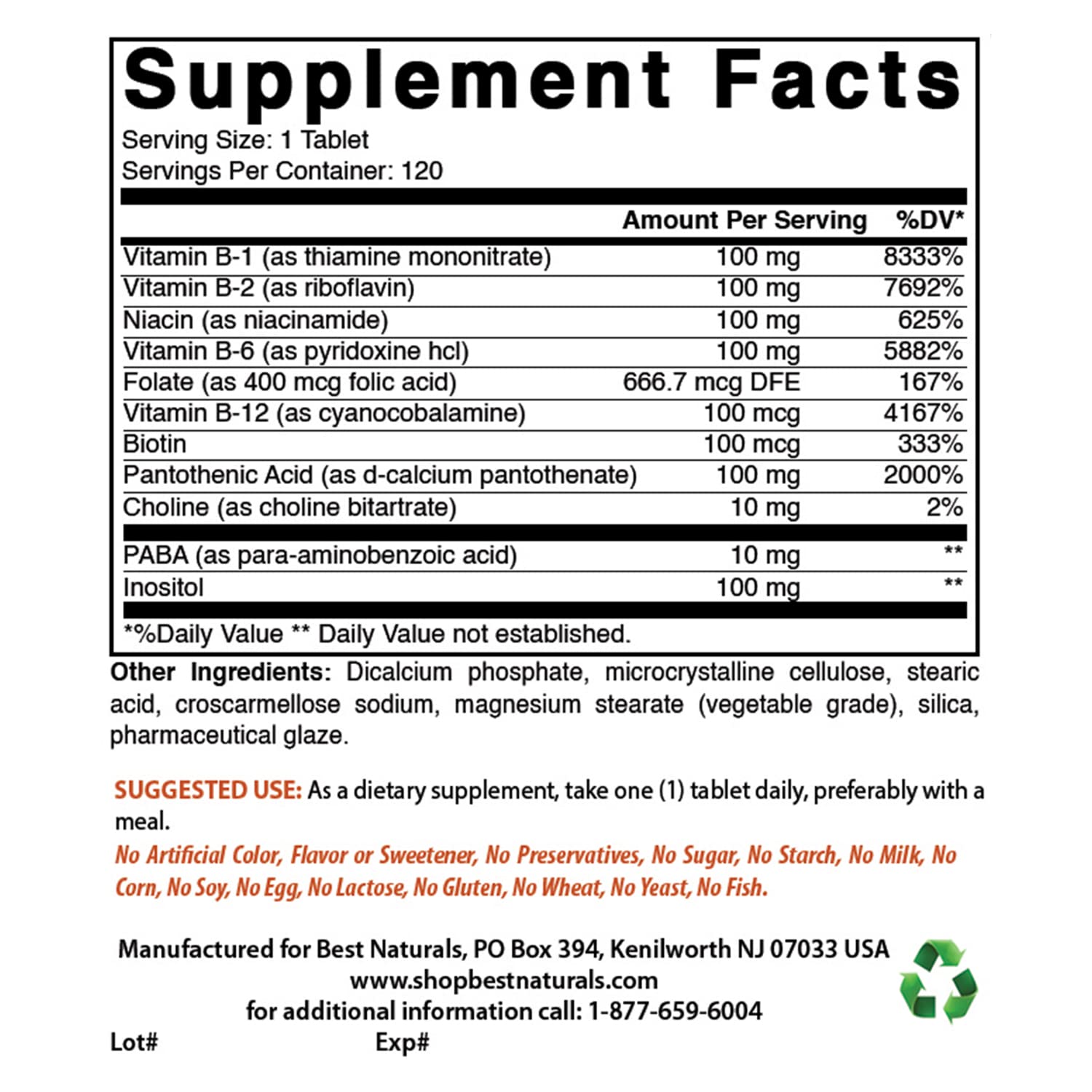 Total 360 B-100 Complex tablets shown across three bottles