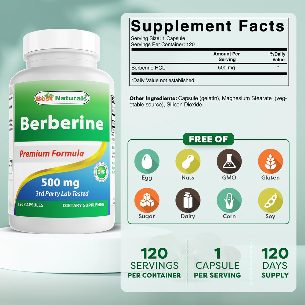 Berberine 500mg capsule close-up