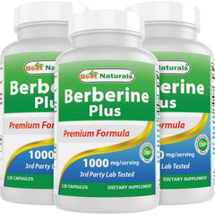 Front view of Best Naturals Berberine Plus 120 capsules bottle