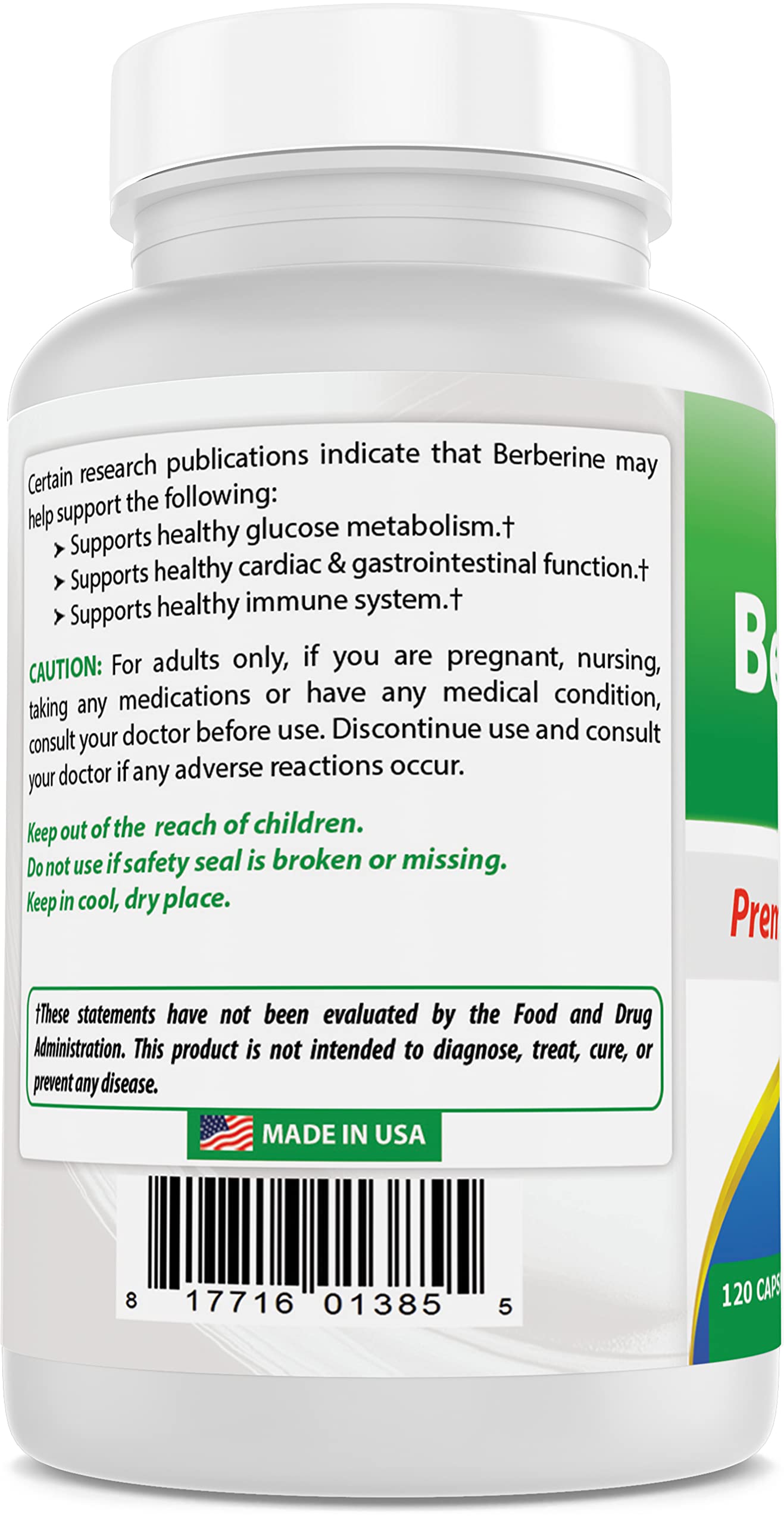 120 capsules per bottle of Best Naturals Berberine Plus