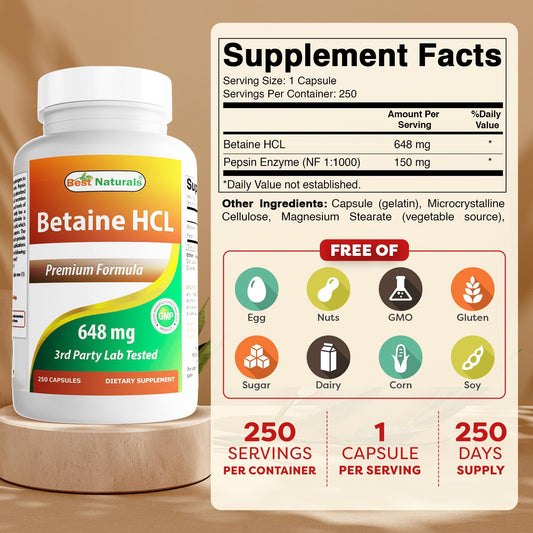 Back label with supplement facts and ingredients