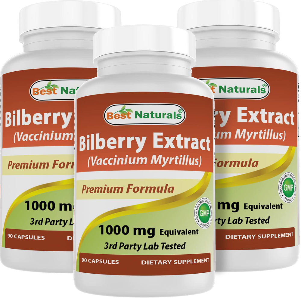Best Naturals Bilberry 1000 mg bottle - 90 capsules - 3 pack
