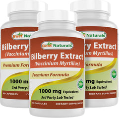 Best Naturals Bilberry 1000 mg bottle - 90 capsules - 3 pack