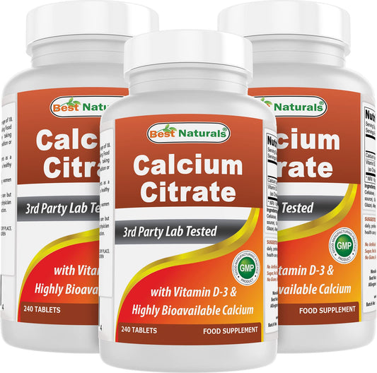 Best Naturals Calcium Citrate with Vitamin D-3 – Pack of 3 bottles