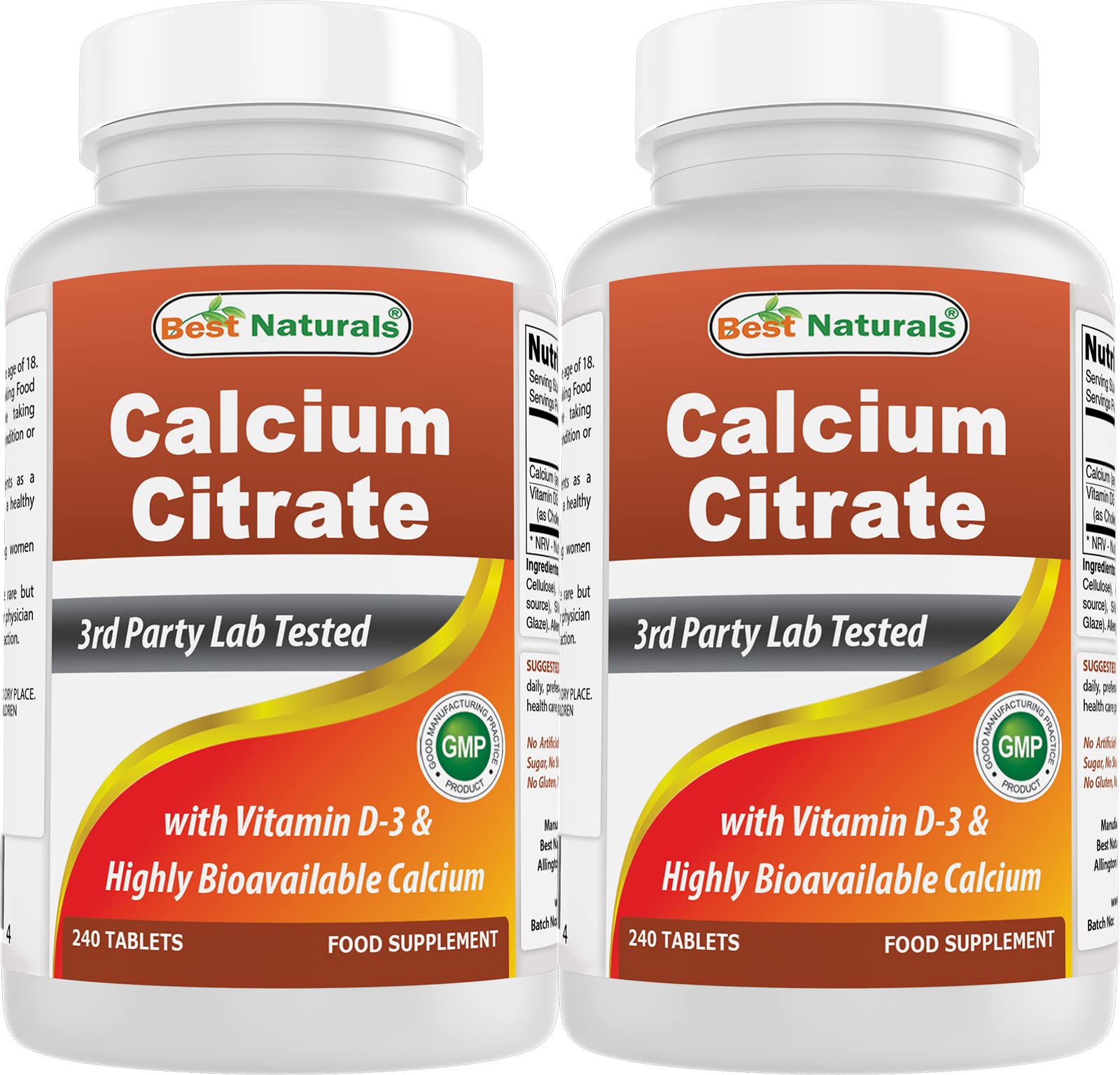 Best Naturals Calcium Citrate with Vitamin D-3 bottle Pack of 2