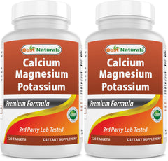 Front view of Best Naturals Calcium Magnesium Potassium 120 Tablets Pack 2