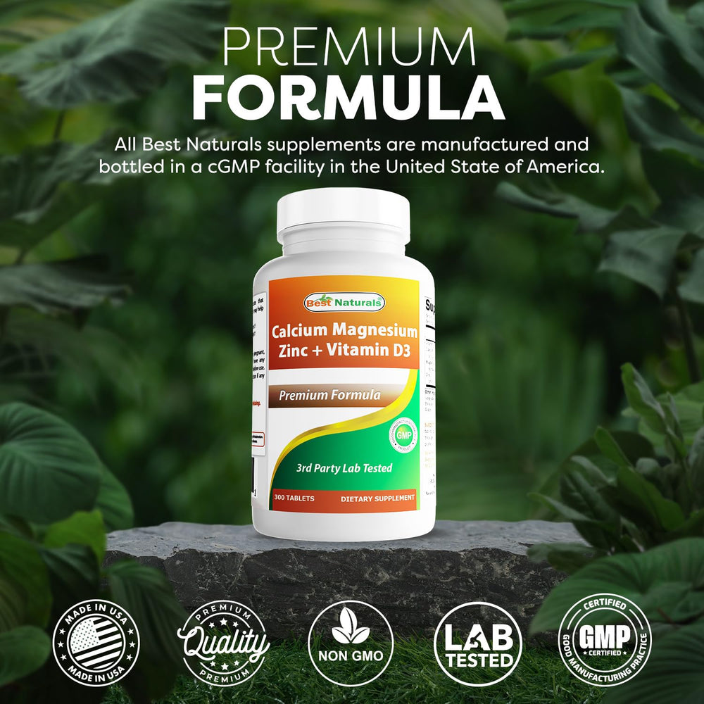 Serving size: 3 tablets showing 1000 mg calcium, 400 mg magnesium, 25 mg zinc, 600 IU D3