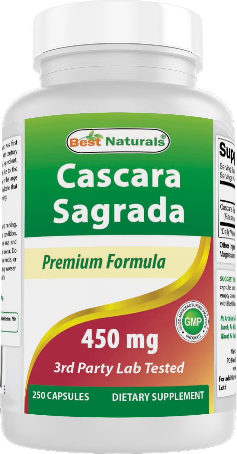 Best Naturals Cascara Sagrada bottle front shows high-potency digestive routine support