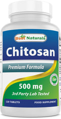 Bottle of Best Naturals Chitosan 500 mg 120 tablets
