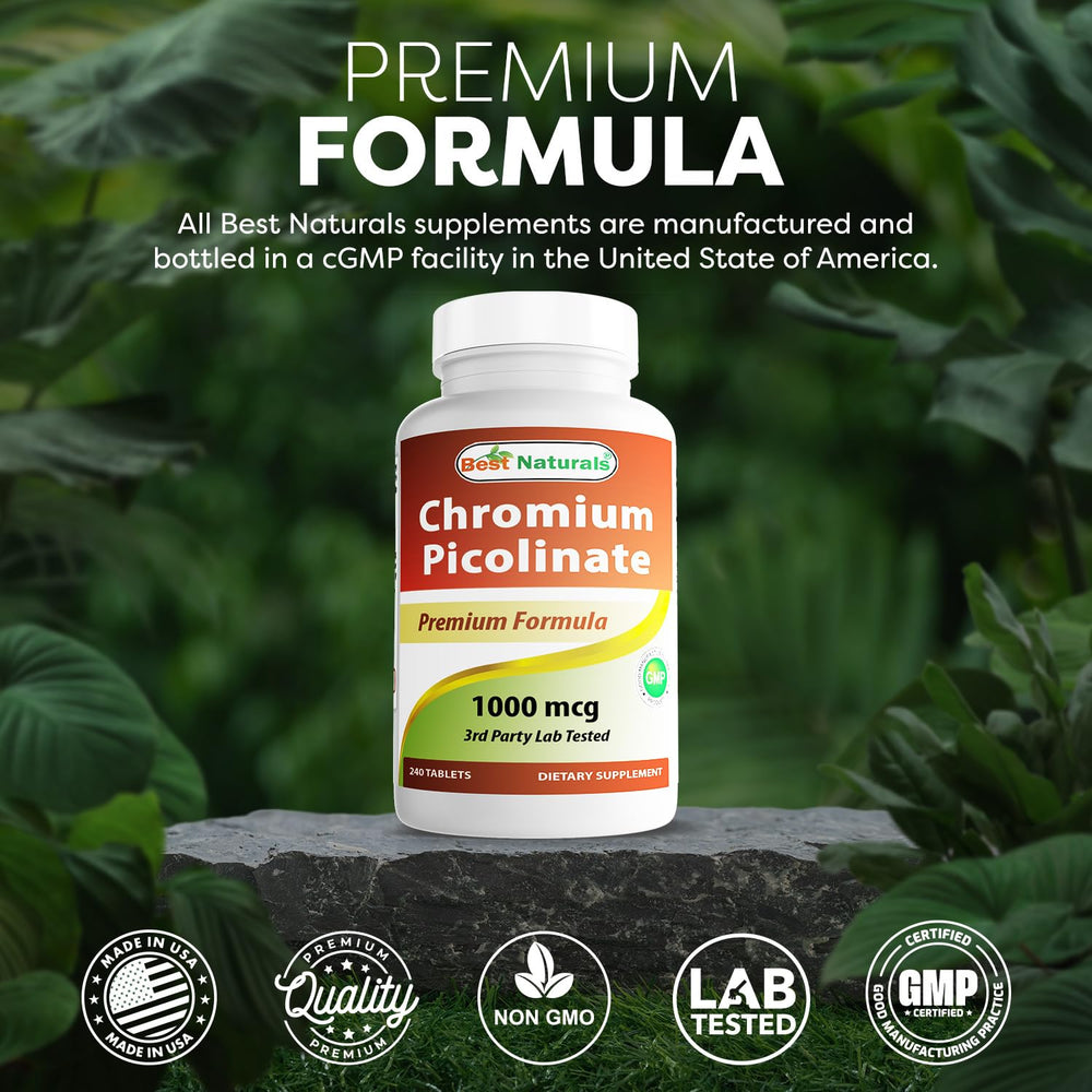 Bottle of Best Naturals Chromium Picolinate with 240 tablets