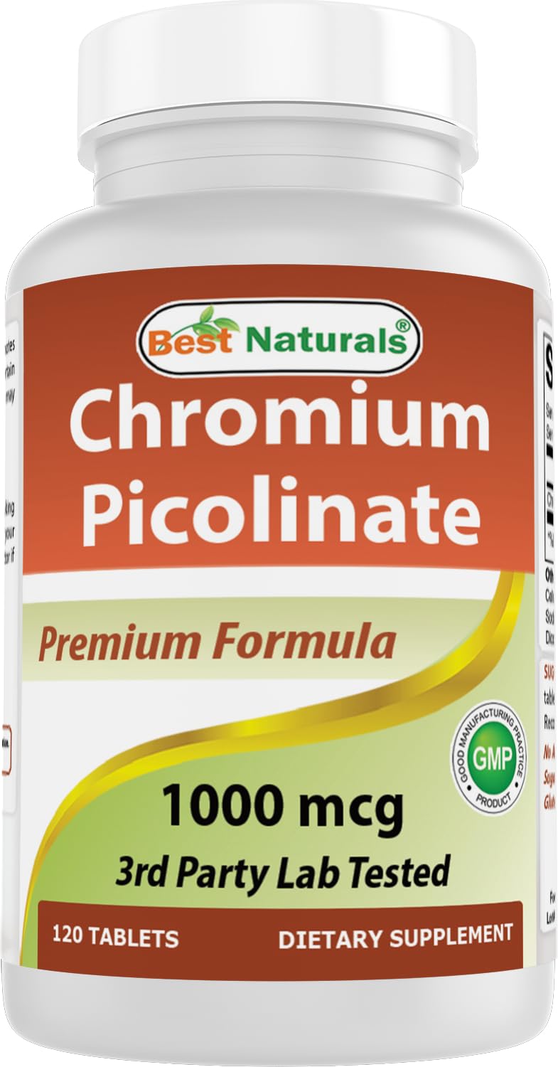 Product bottle of Best Naturals Chromium Picolinate 1000 mcg 120 tablets