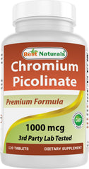 Product bottle of Best Naturals Chromium Picolinate 1000 mcg 120 tablets