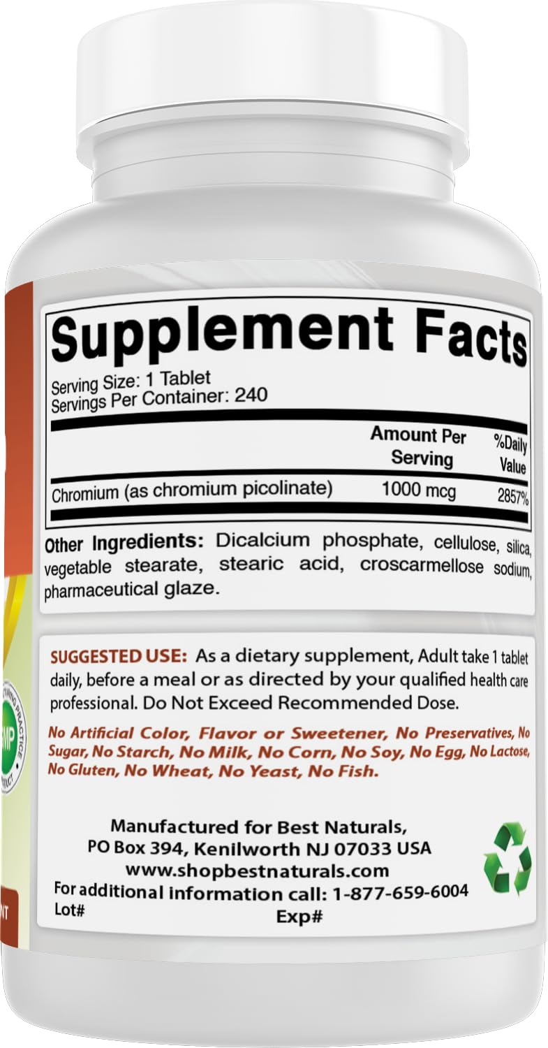 Chromium Picolinate 1000mcg tablets close-up