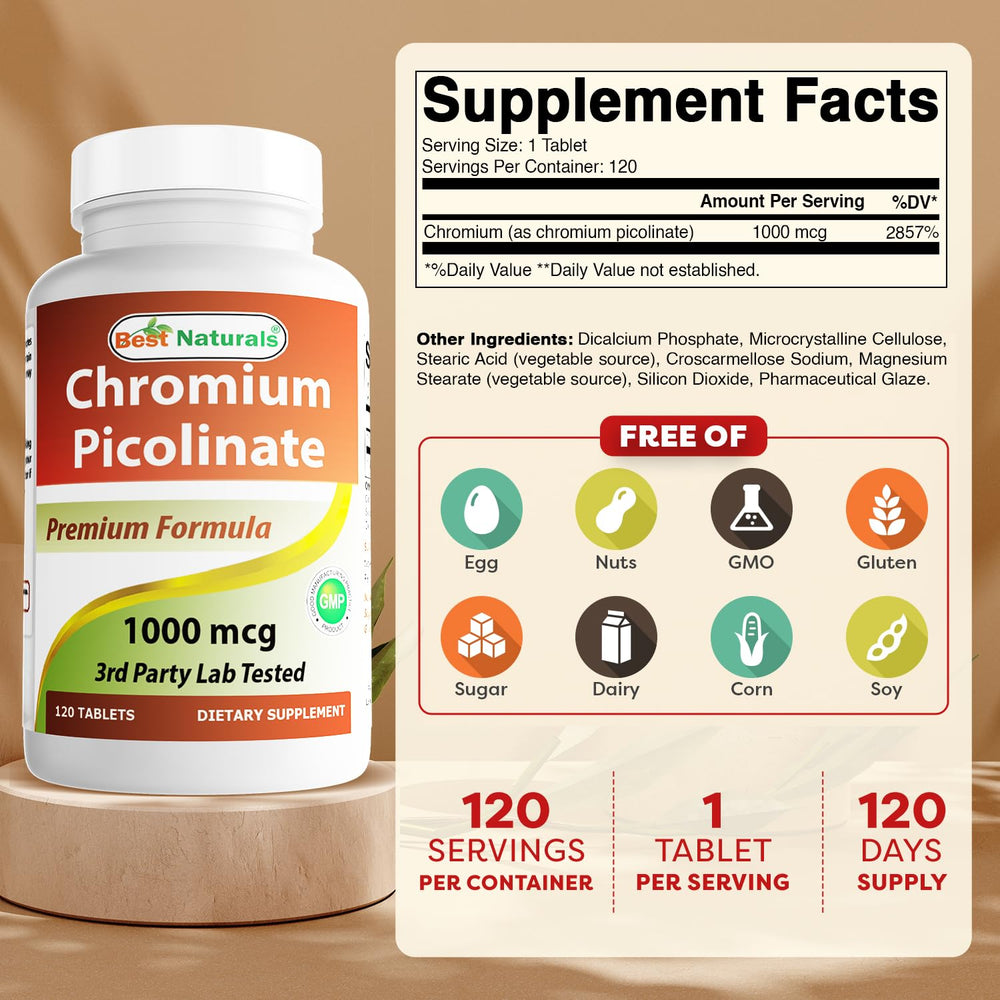 Front view of the bottle showing 120 tablets per bottle