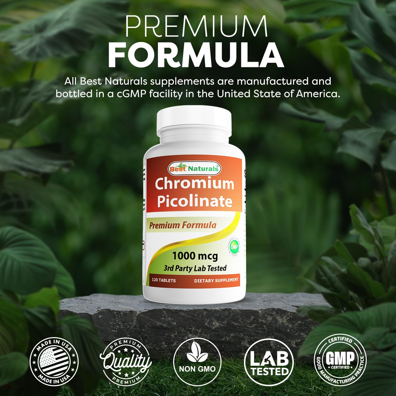 Gluten-free label on Best Naturals Chromium Picolinate packaging