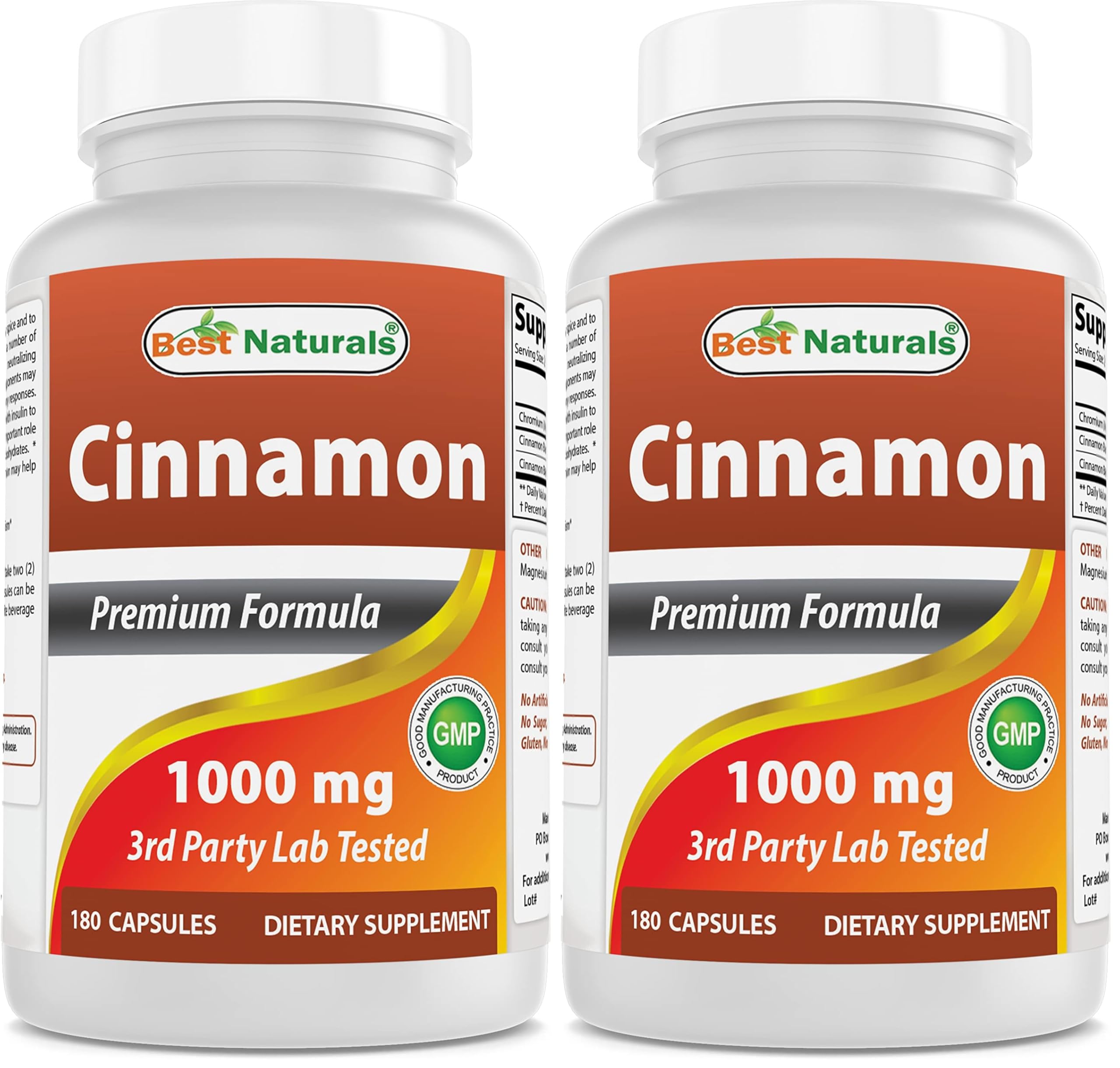 Front bottle view of Best Naturals Cinnamon 2000 mg with Chromium 400 mcg