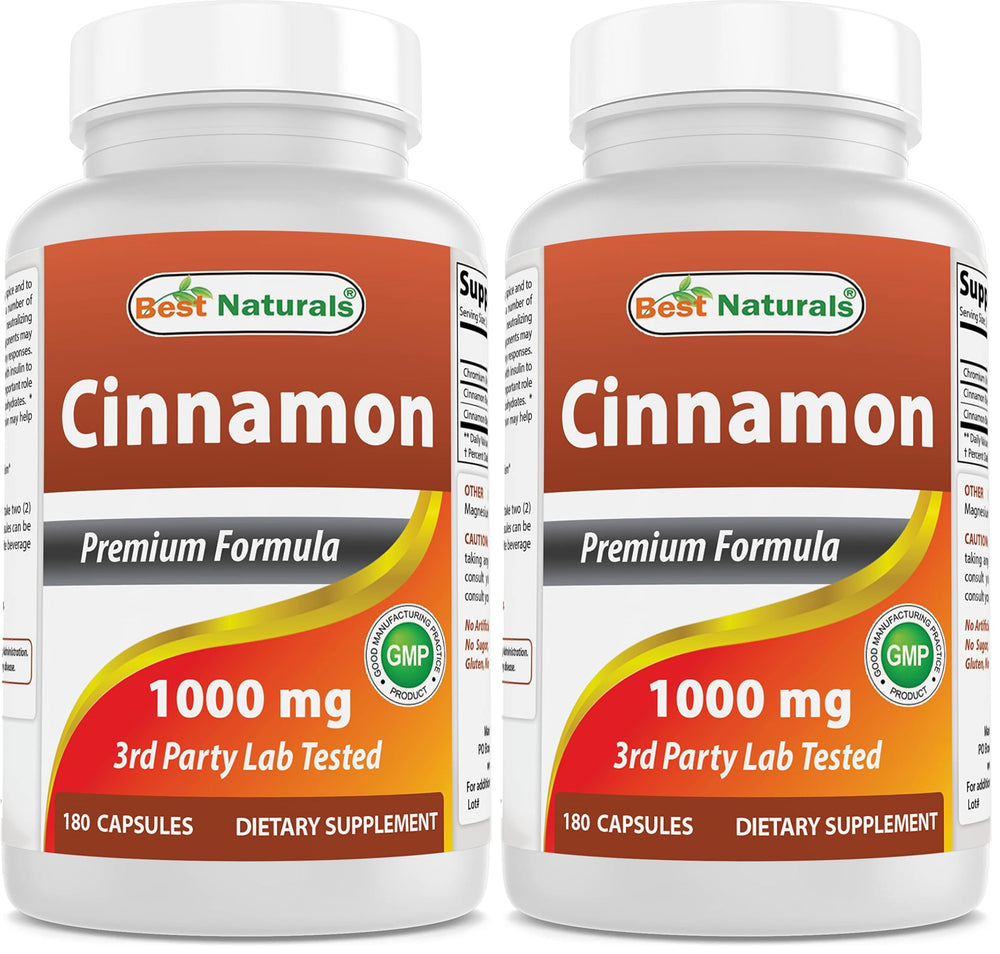 Front bottle view of Best Naturals Cinnamon 2000 mg with Chromium 400 mcg