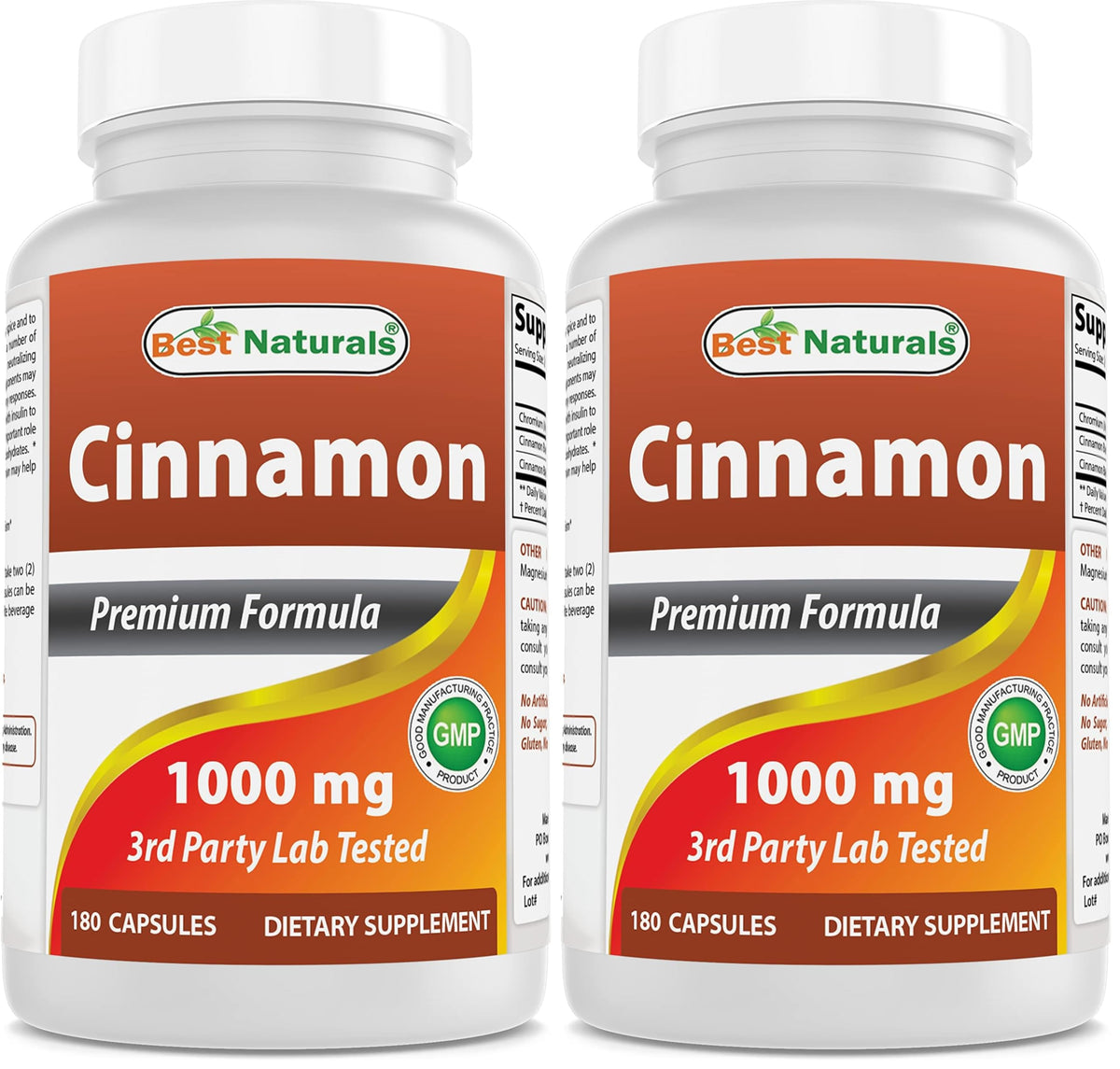 Front bottle view of Best Naturals Cinnamon 2000 mg with Chromium 400 mcg