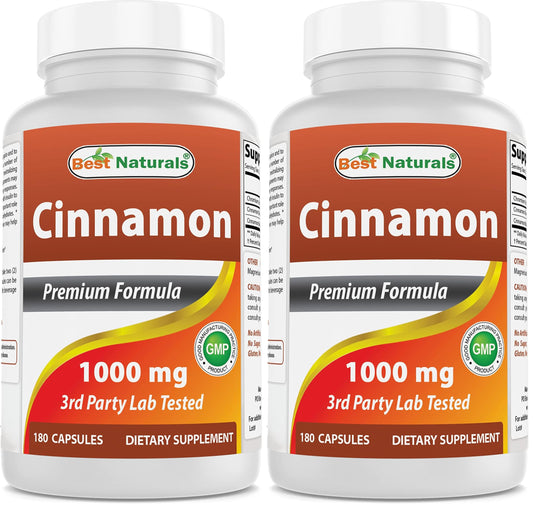 Front bottle view of Best Naturals Cinnamon 2000 mg with Chromium 400 mcg