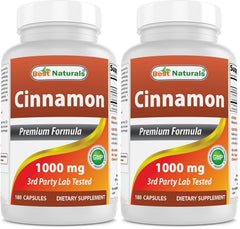 Front bottle view of Best Naturals Cinnamon 2000 mg with Chromium 400 mcg