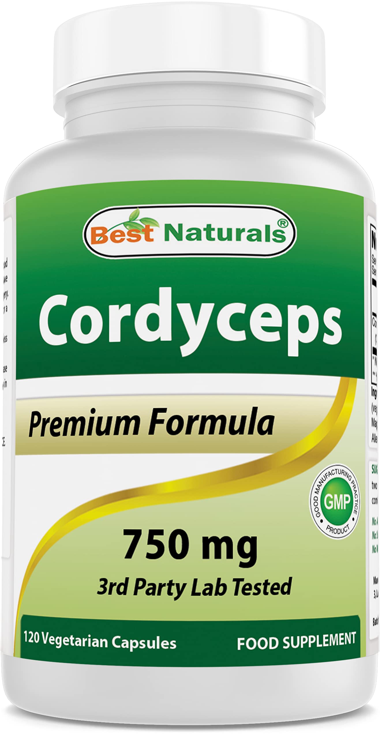 Best Naturals Cordyceps Sinensis Mycelium Powder bottle label