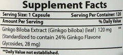 Side view of Ginkgo Biloba bottle with label