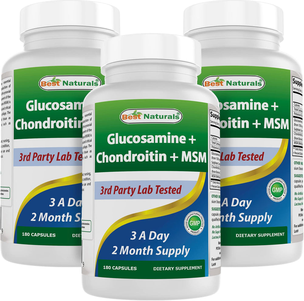 Best Naturals glucosamine chondroitin msm bottle for daily joint comfort.