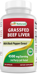 Bottle of Best Naturals grass-fed beef liver capsules