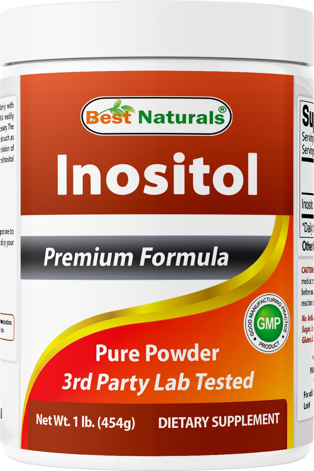 Label for Best Naturals Inositol Powder 1 lb