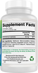 Nutrition facts panel on Best Naturals Iron Supplement bottle