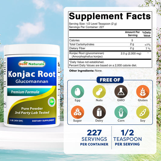 Back label of Best Naturals Konjac Glucomannan 2 Pack bottles