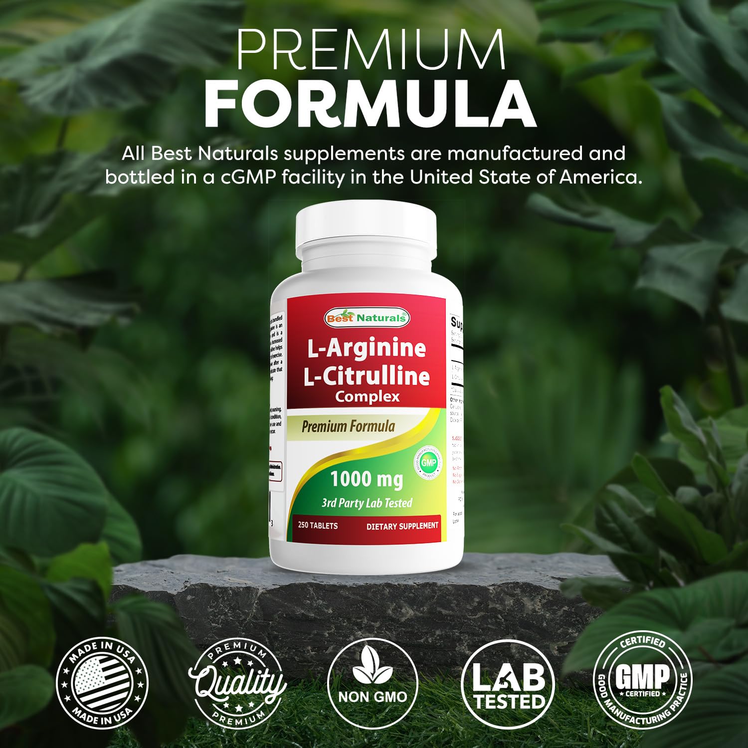 3rd party lab tested seal for Best Naturals L-Arginine L-Citrulline Complex