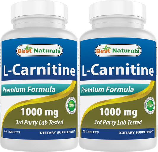 Front view of Best Naturals L-Carnitine 1000mg bottle (pack of 2)