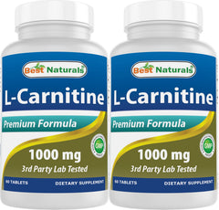 Front view of Best Naturals L-Carnitine 1000mg bottle (pack of 2)