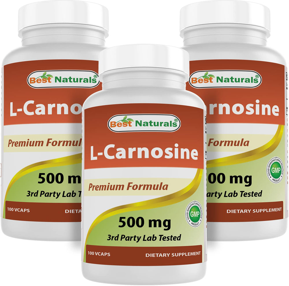 Front label of Best Naturals L-Carnosine 500 mg bottle