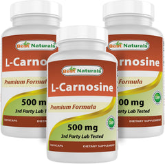 Front label of Best Naturals L-Carnosine 500 mg bottle