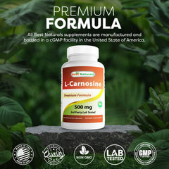 Pack of three bottles of Best Naturals L-Carnosine 500 mg