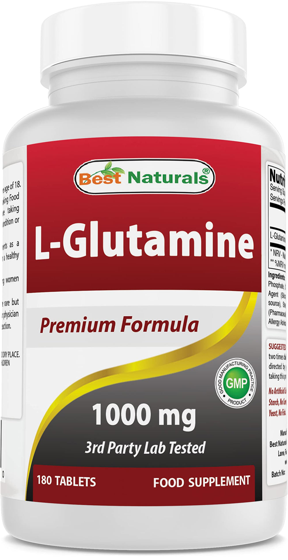 Best Naturals L-Glutamine 1000mg tablets - 180 count