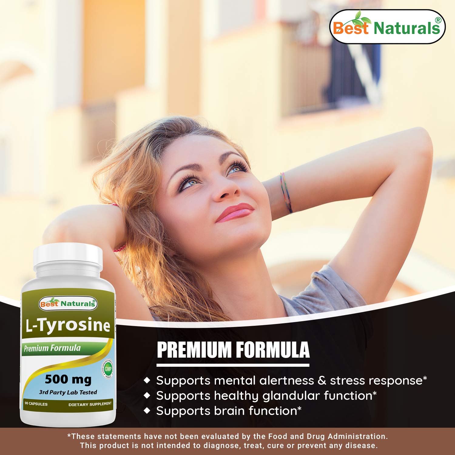 Nutrition facts panel for L-Tyrosine supplement