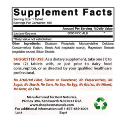 Three-pack of Best Naturals Lactase Enzyme 3000 FCC ALU bottles side view