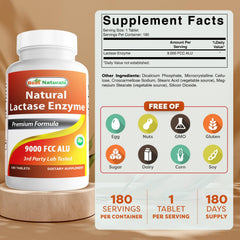 Best Naturals lactase enzyme per tablet highlighting high potency